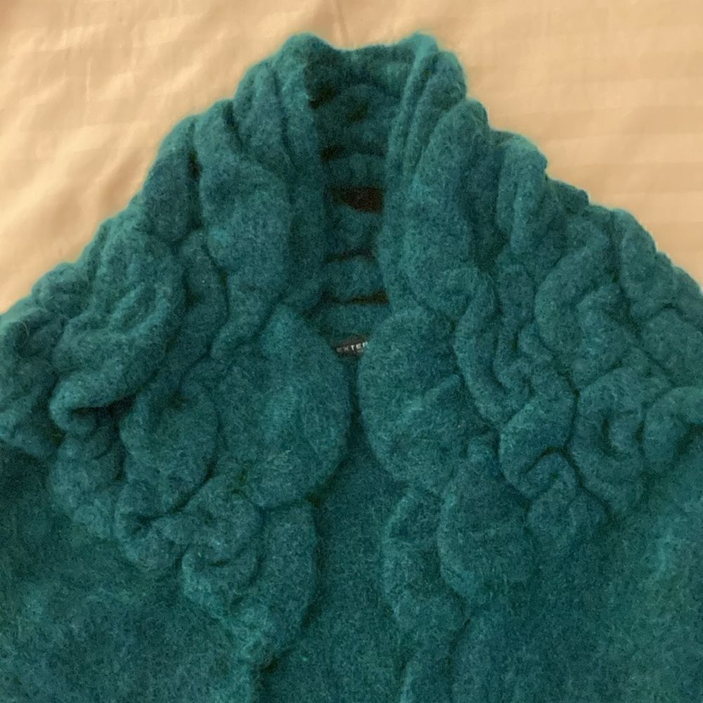 D. Exterior Made In Italy Open Cardigan Sweater in Green. Wool/Mohair. Size S. - Picture 2 of 7